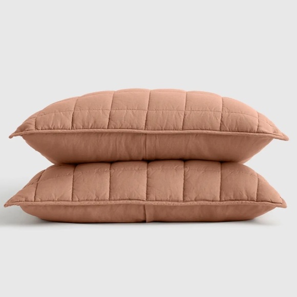 Quince Other - QUINCE European Linen Box Quilted Sham Set Standard Desert Sunset 3535